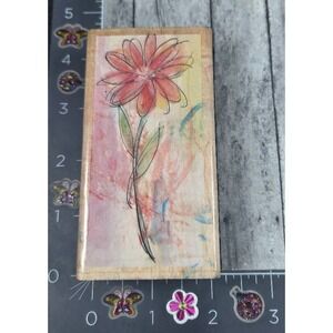 Hampton Art Watercolor Daisy Flower H4765 Rubber Stamp Wood #i32